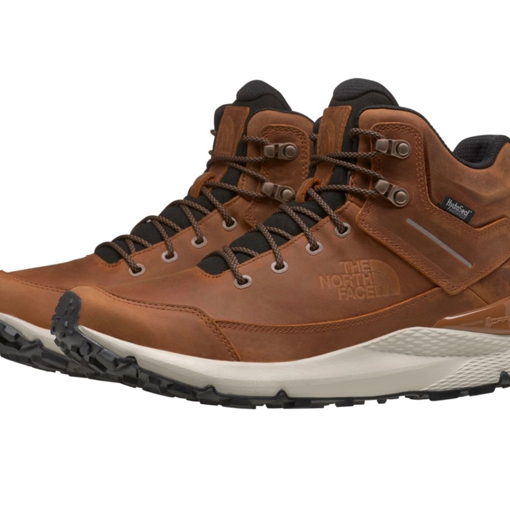 The North Face Mens Vals Mid Leather Waterproof Hiking Boots Brown Size 14